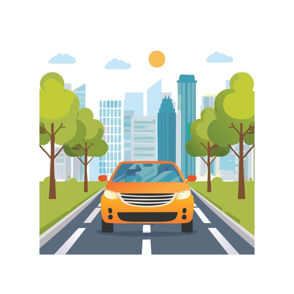 car stuck in traffic during rush hour. vector