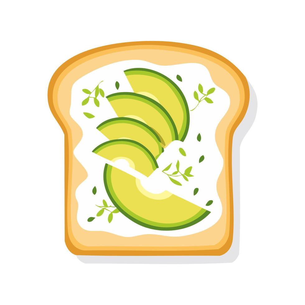 cheese and avocado toast with a sprinkle of herbs vector