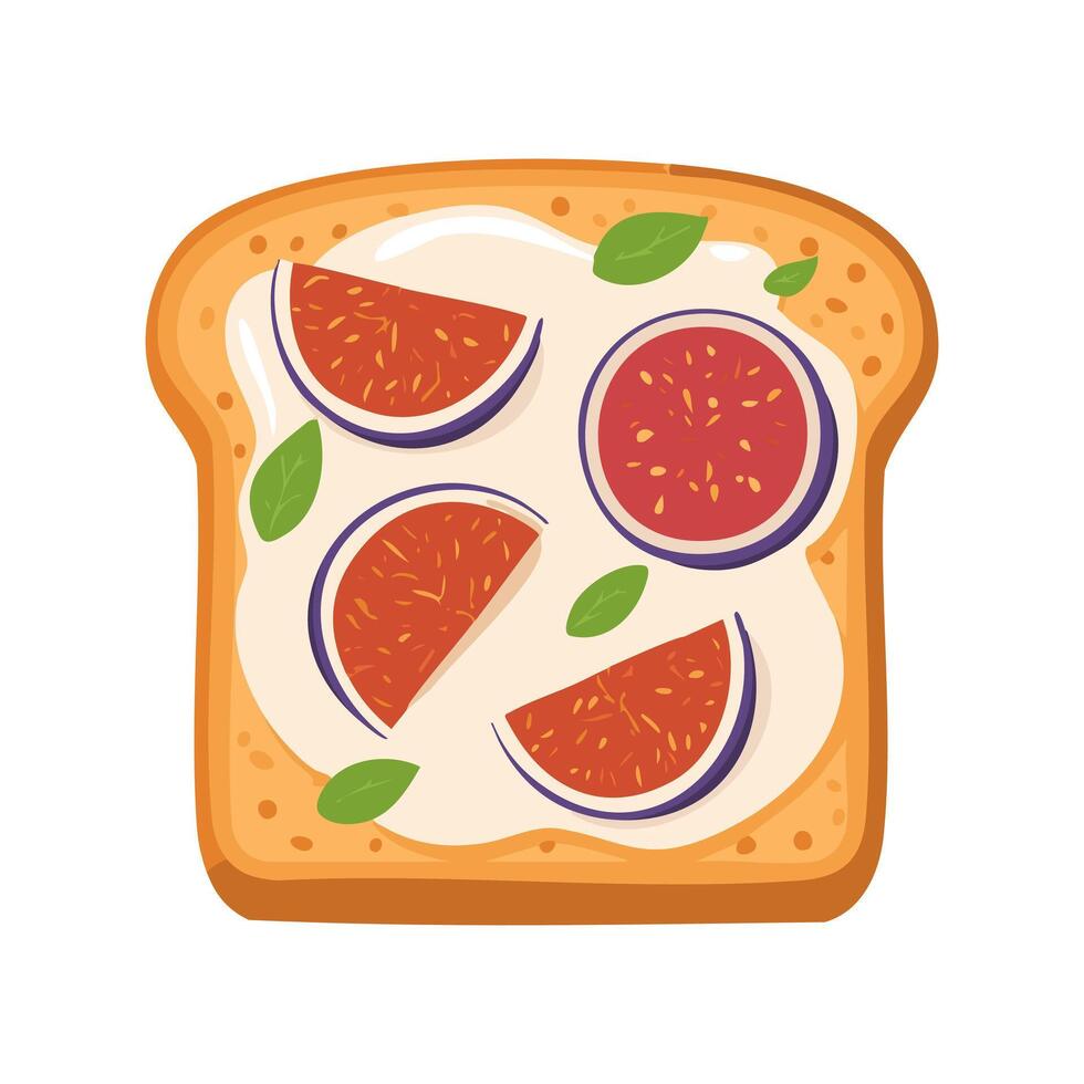 cheese and fig jam crostini vector