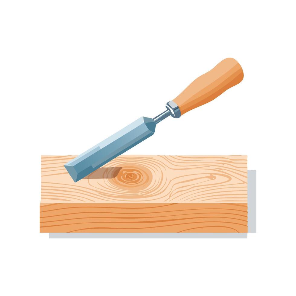 chisel carving details into wood vector