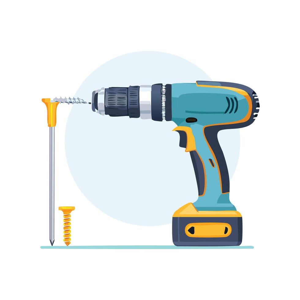 cordless screwdriver driving a screw vector