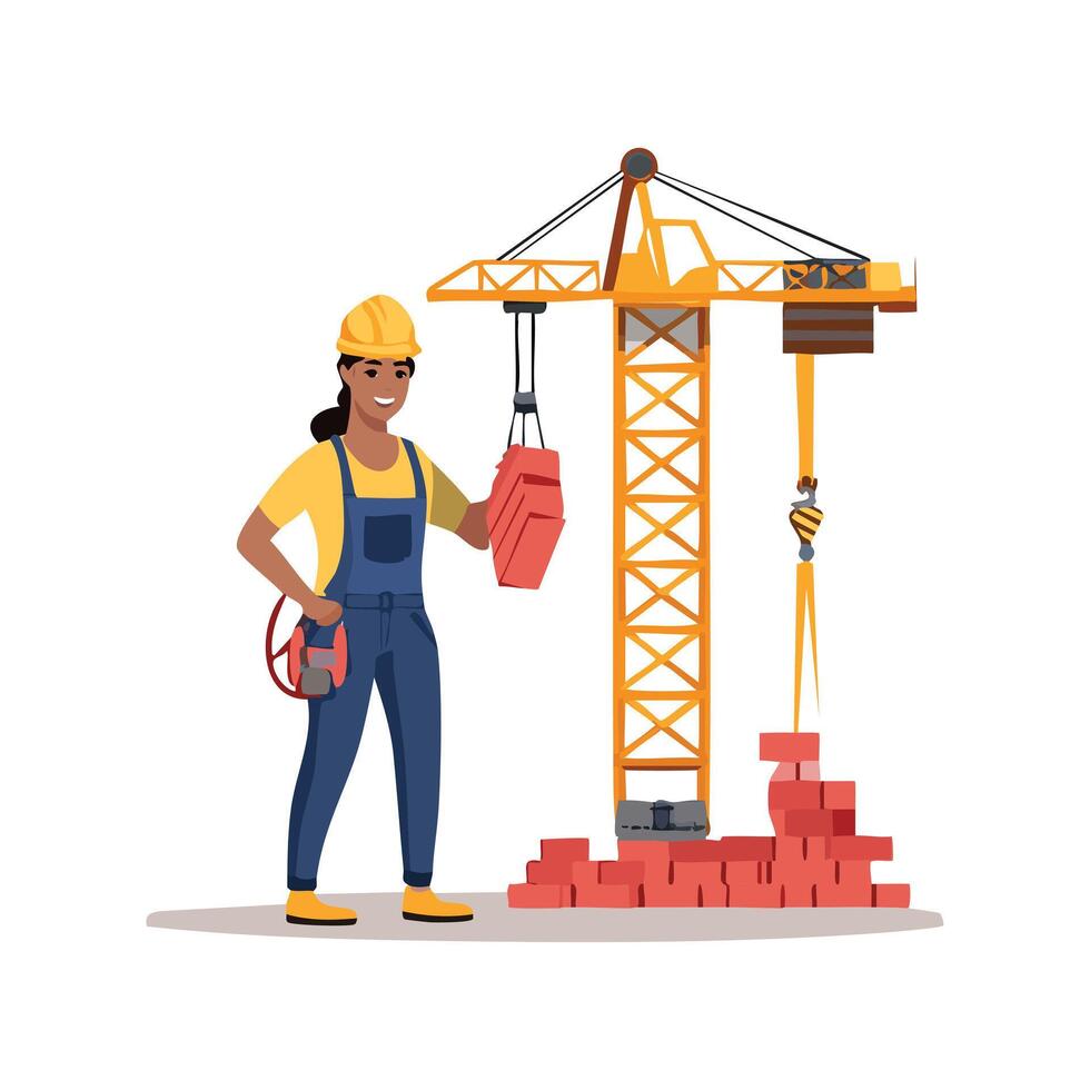 crane operator lifting heavy materials on a construction site vector