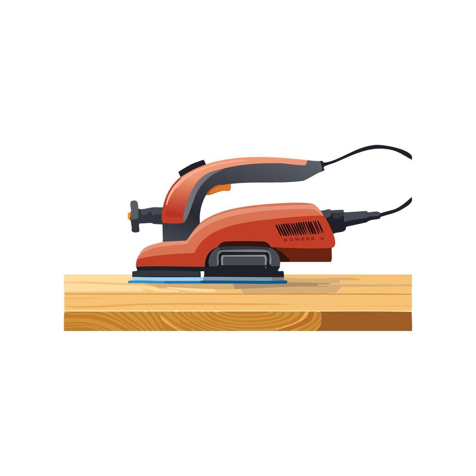 electric sander smoothing a wooden surface vector