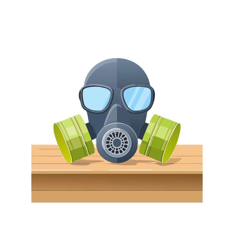 gas mask with filters on a table vector