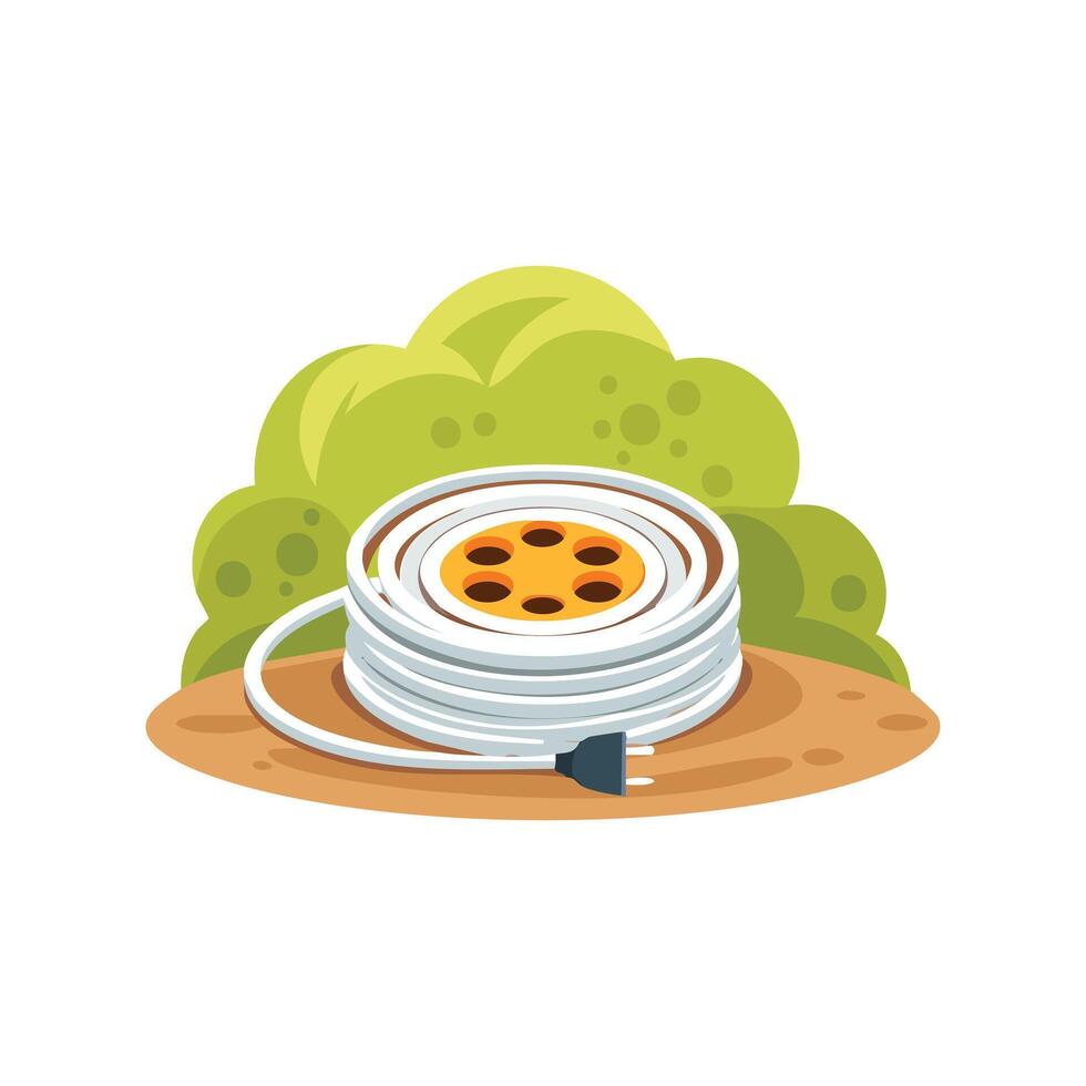 extension cord coiled neatly on the ground vector