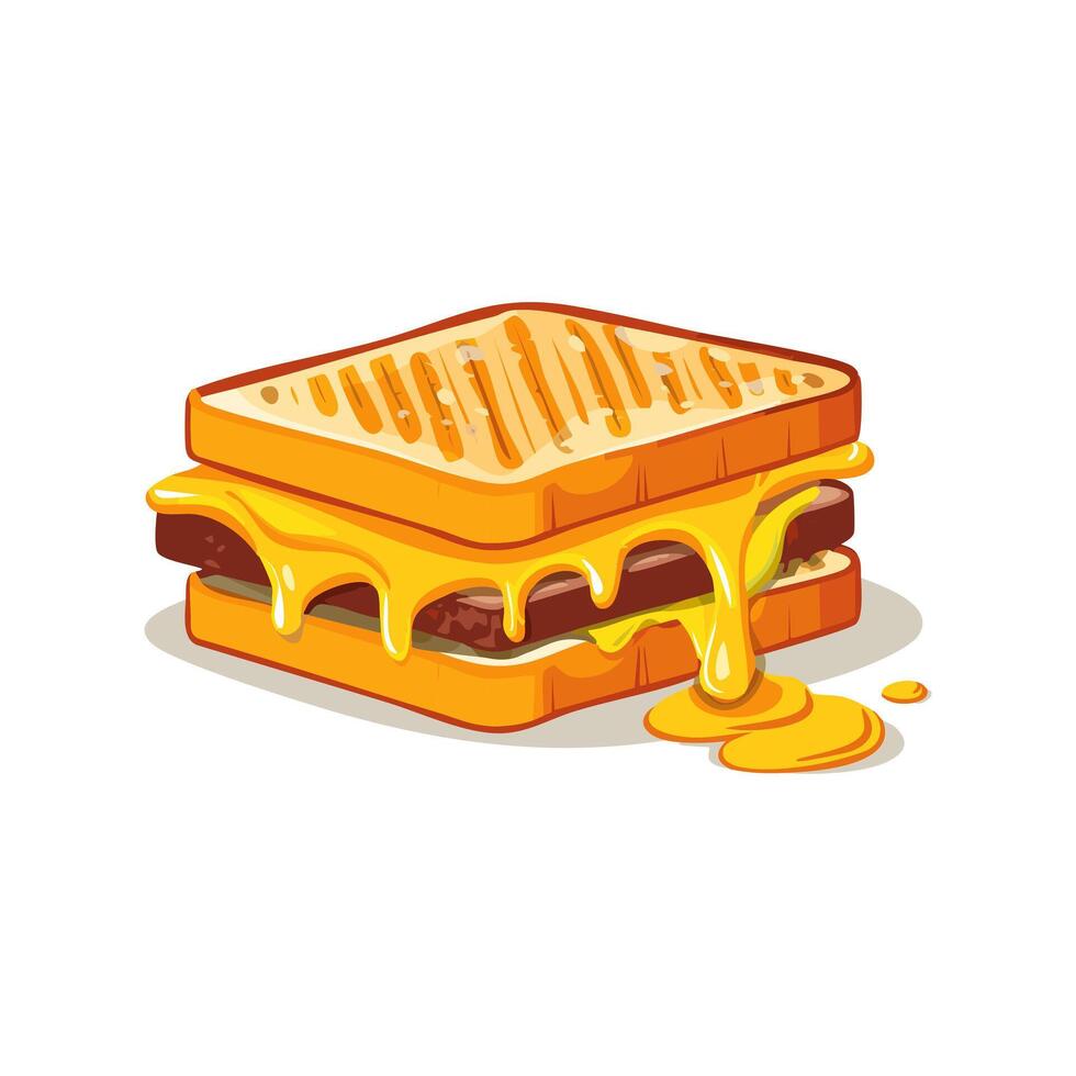 grilled cheese sandwich oozing melted cheese vector