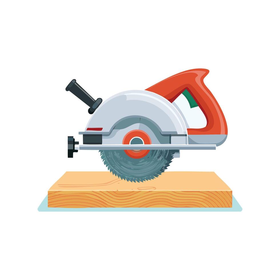 miter saw cutting a wooden board at an angle vector