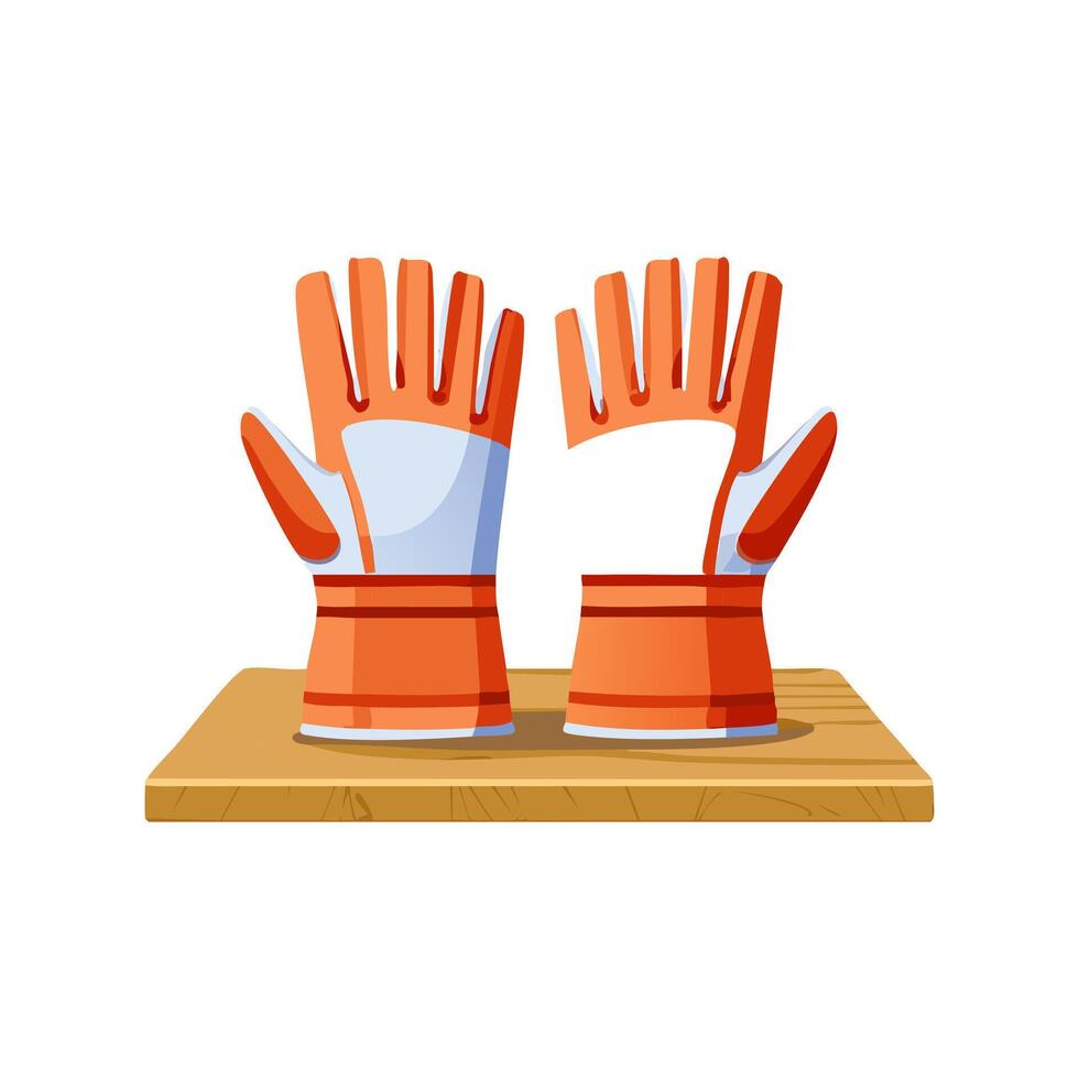 pair of heat-resistant gloves on a table vector