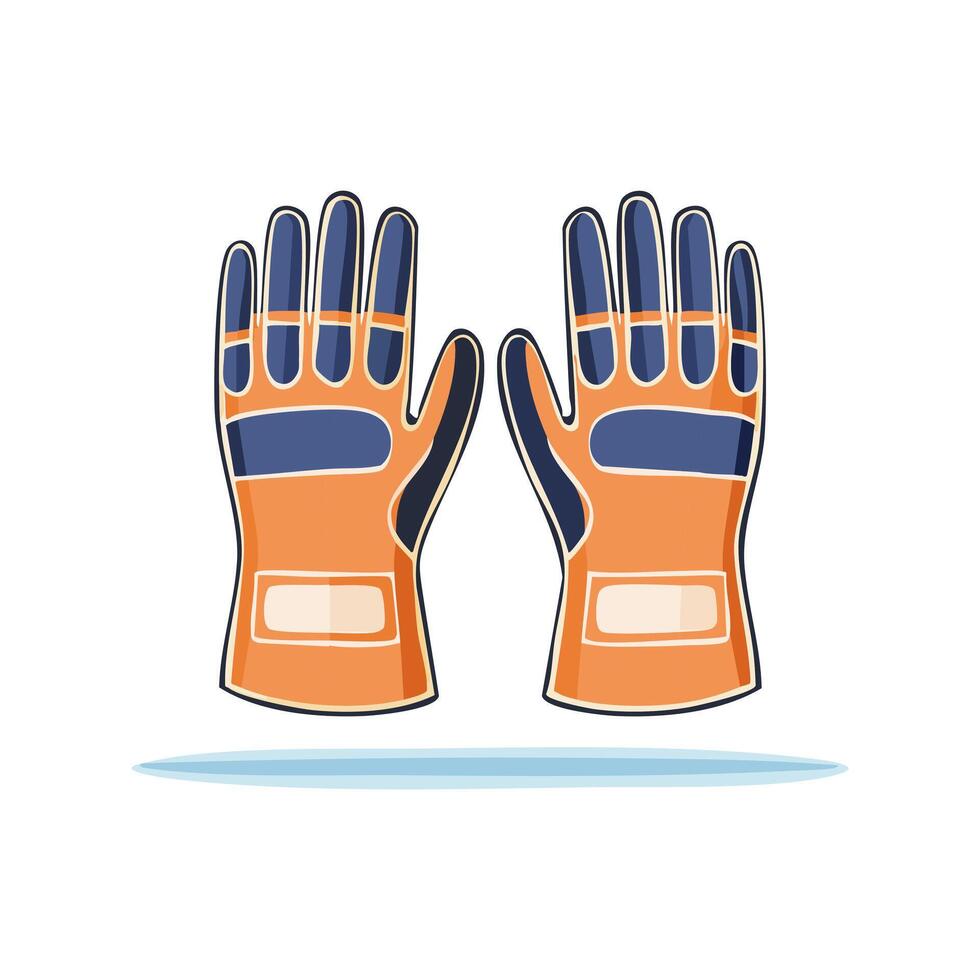 pair of safety gloves with grip patterns vector