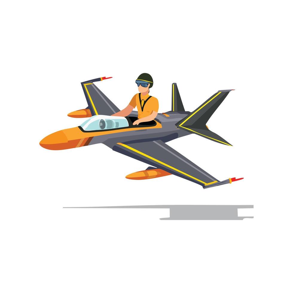 pilot flying a fighter jet at high speed vector