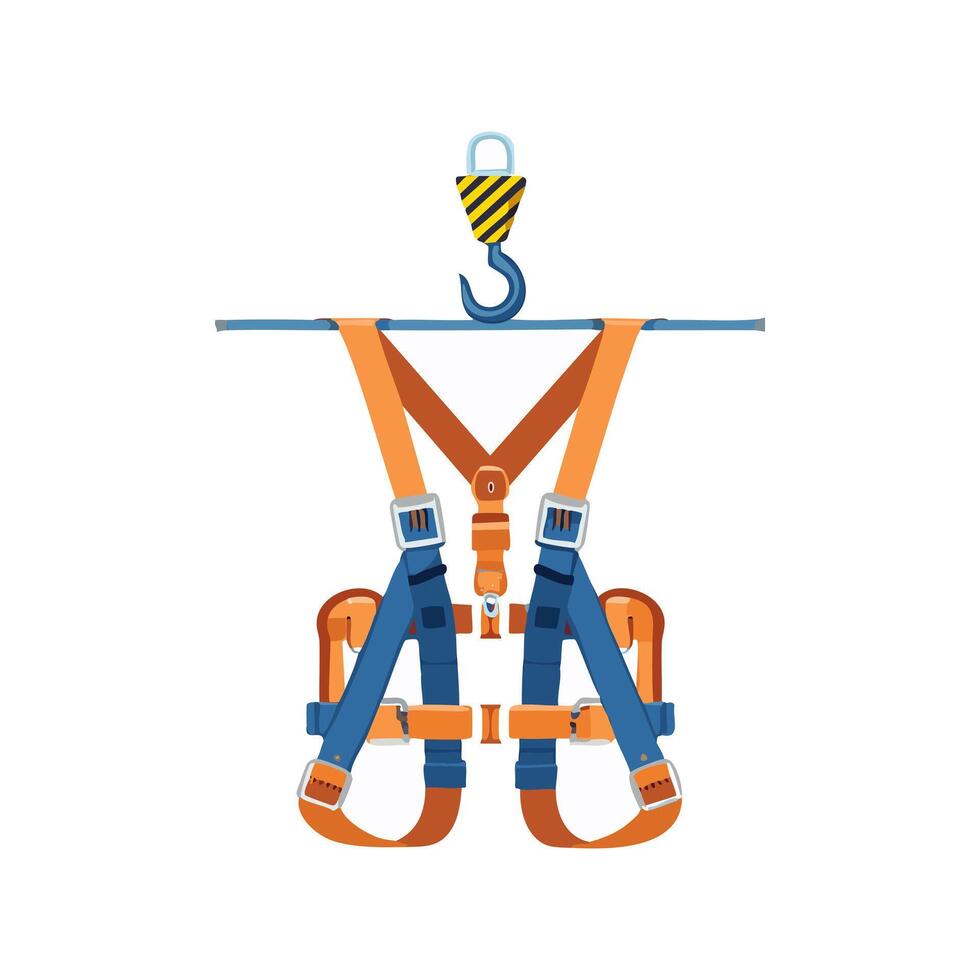 safety harness hanging from a hook vector