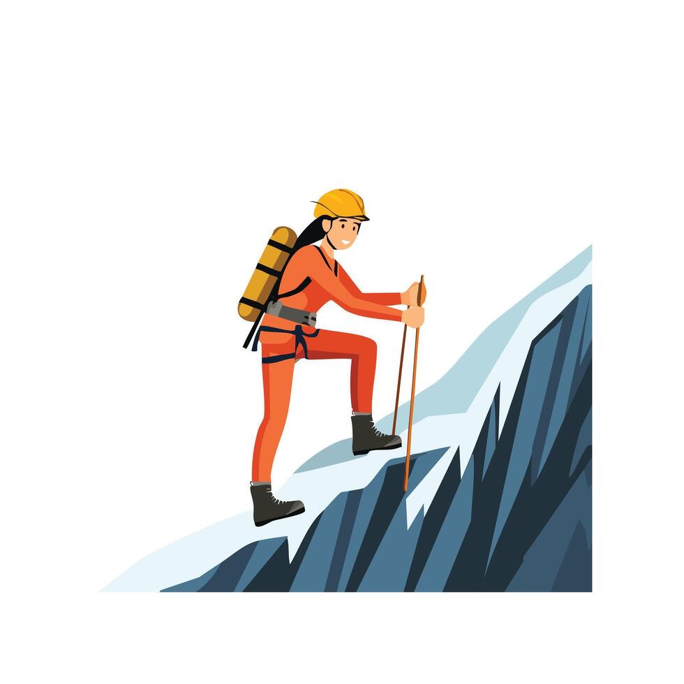 climbing a snowy mountain vector