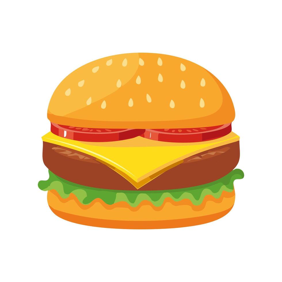 slice of cheese melting on a hot burger vector