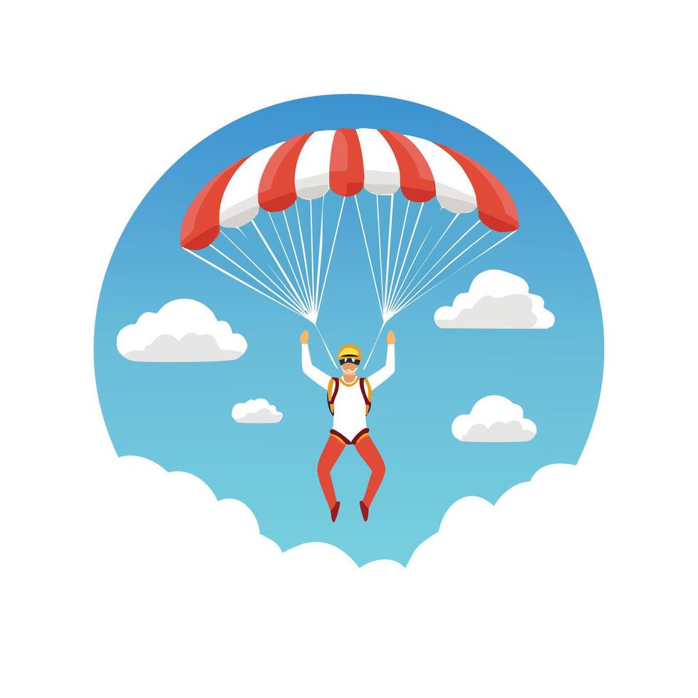 skydiver free falling through the sky vector