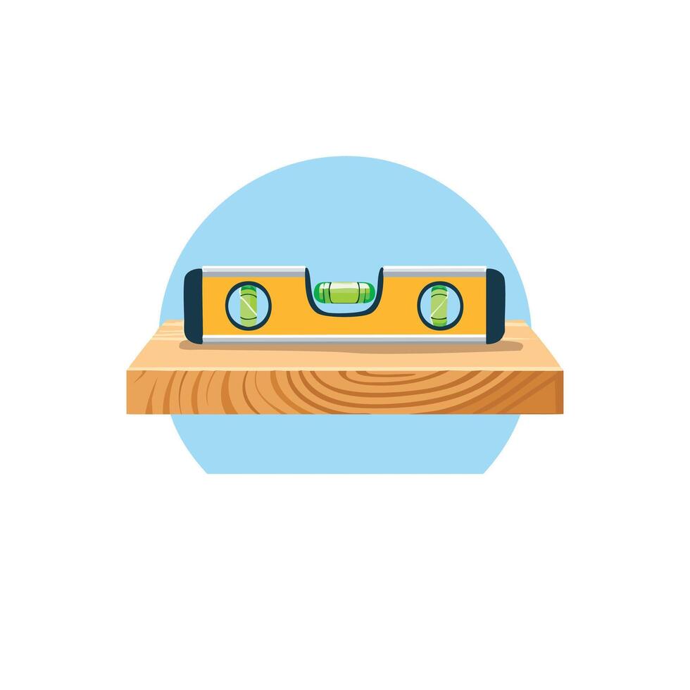 spirit level on a wooden plank vector
