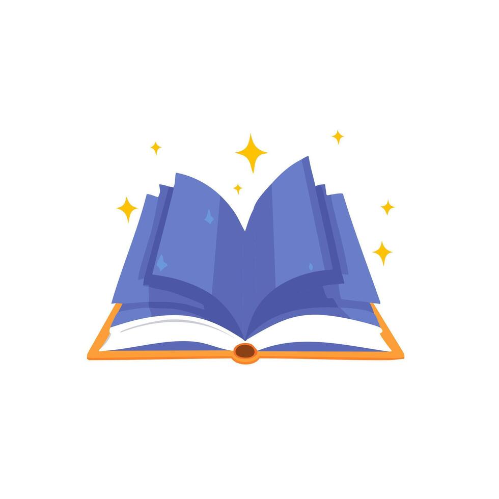 wizard spellbook with pages flipping on their own vector
