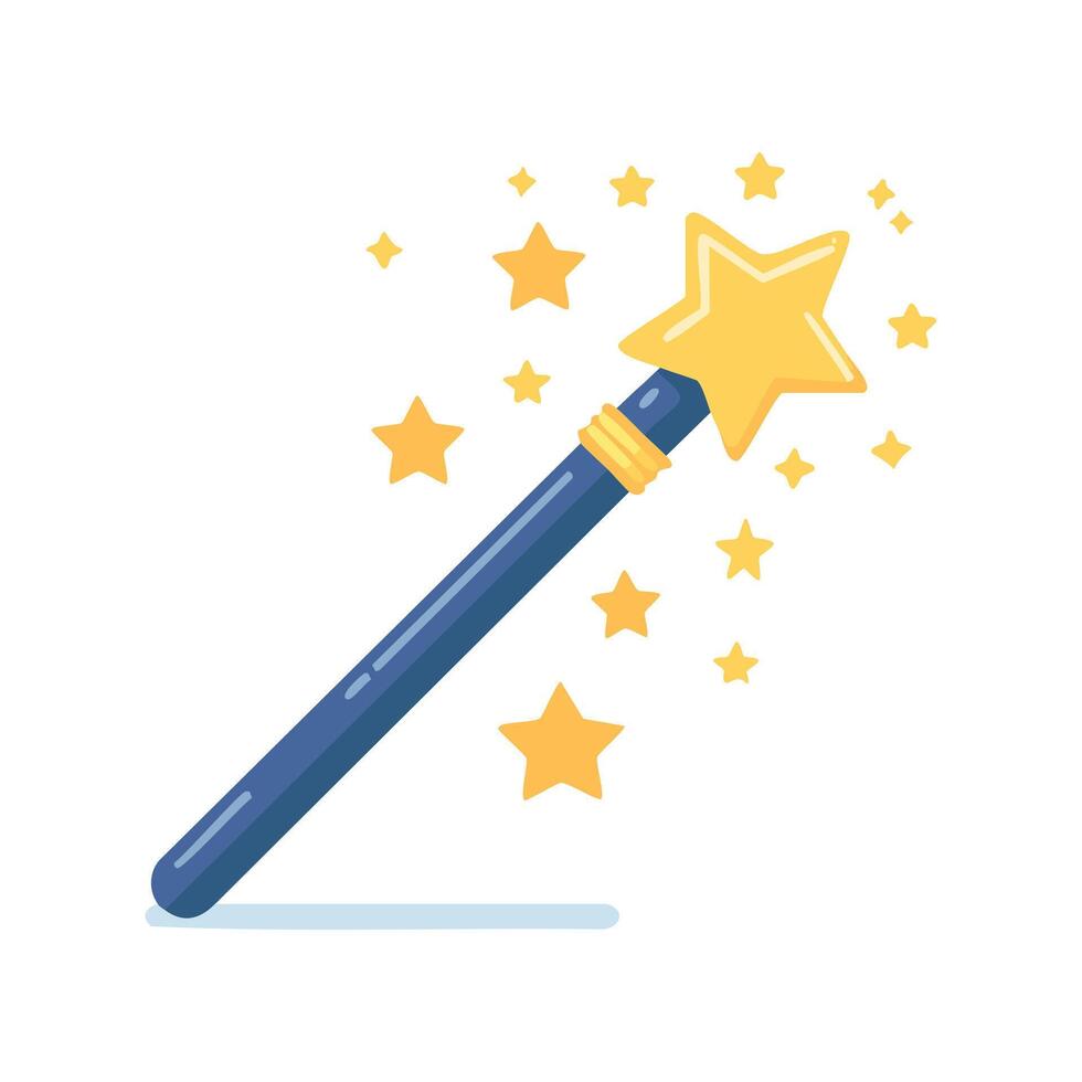 wizard wand sparking with tiny stars vector