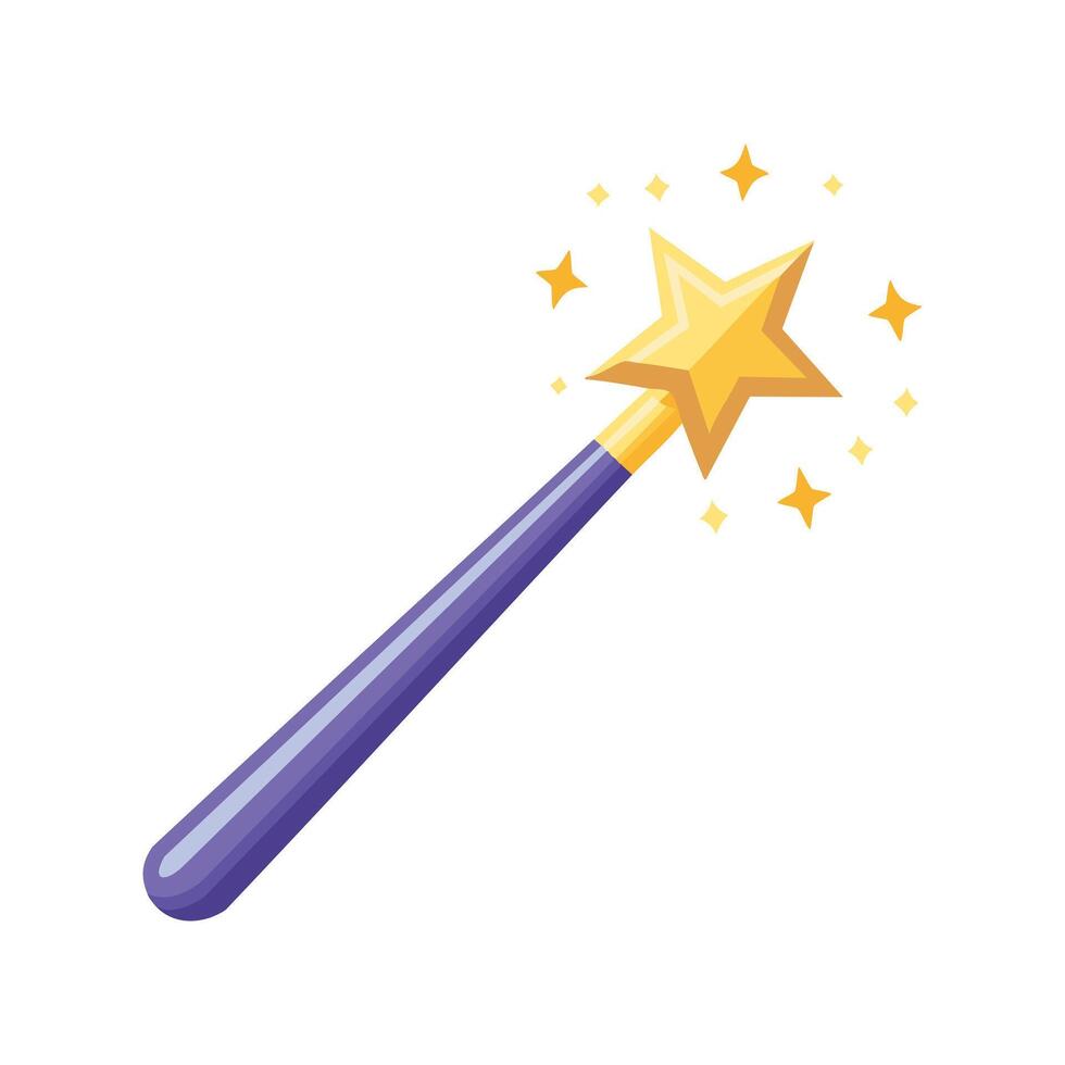 wizard wand with a glowing star at the tip vector