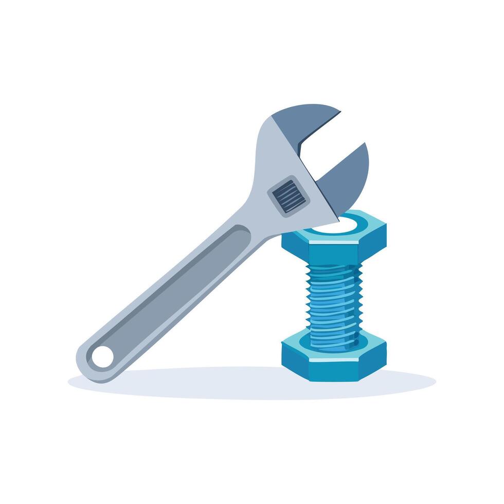 wrench tightening a bolt vector