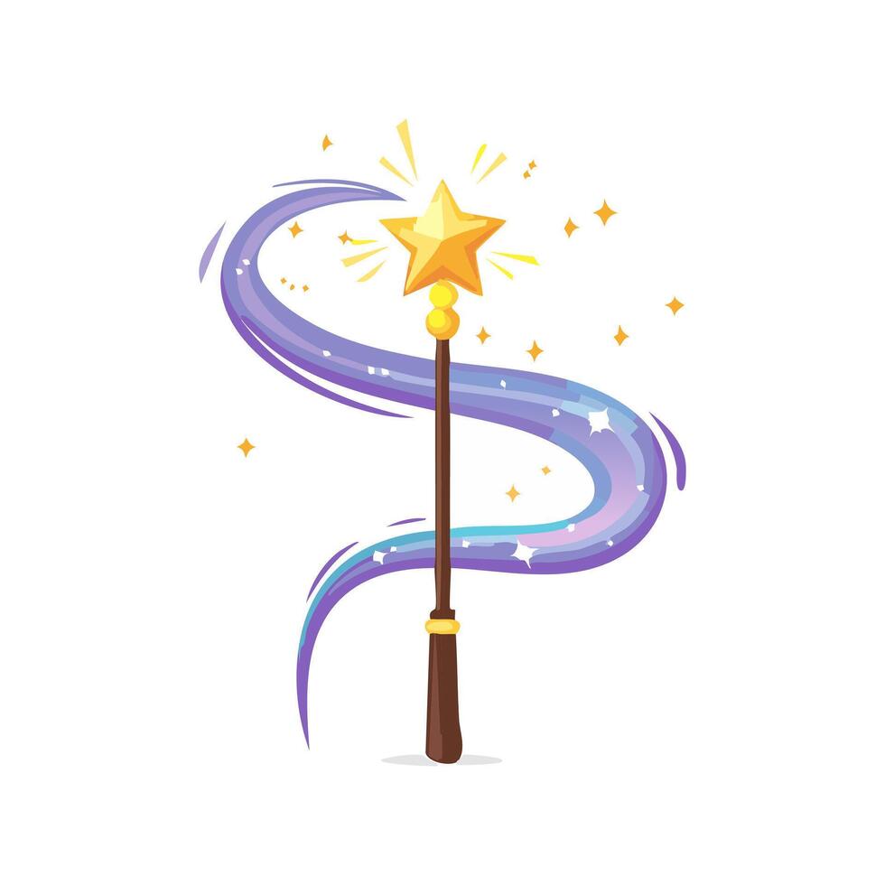 wizard staff with a glowing trail behind it vector