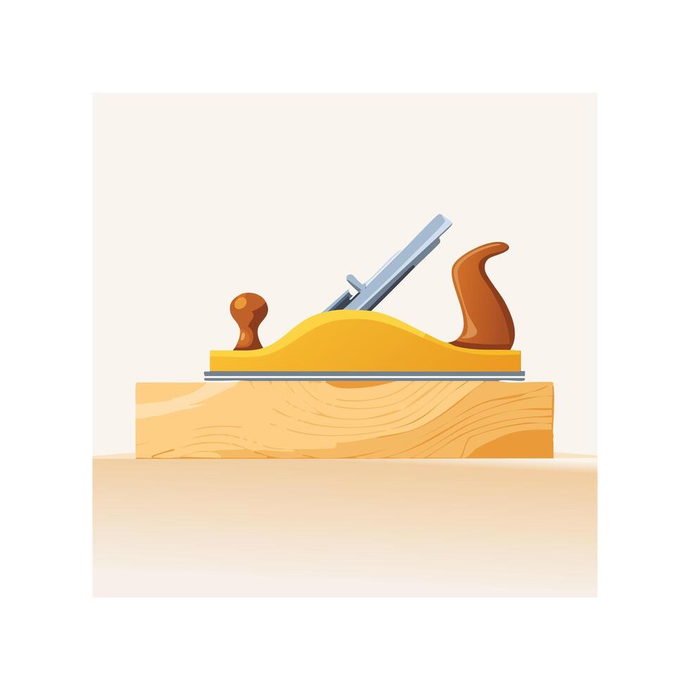 wood plane shaving a wooden surface vector