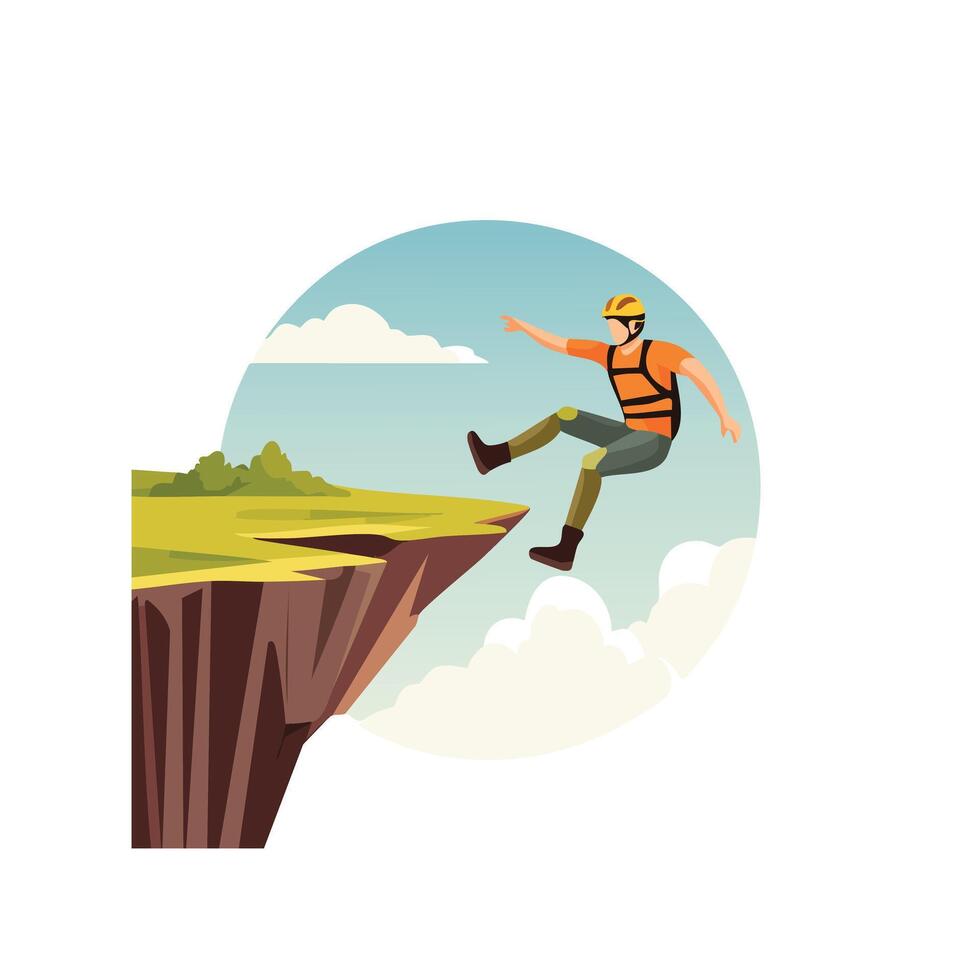 base jumper leaping off a tall cliff vector
