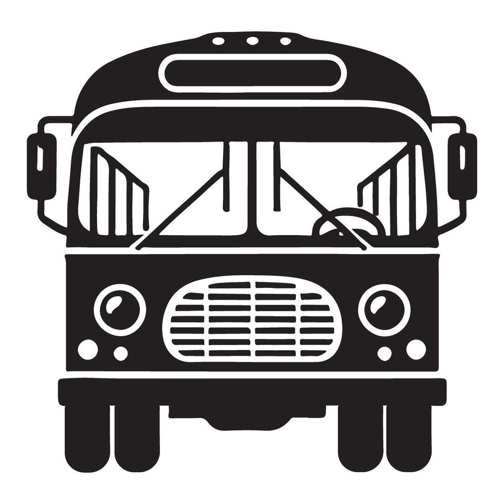 Front View School Bus Silhouette Vehicle Image Design vector