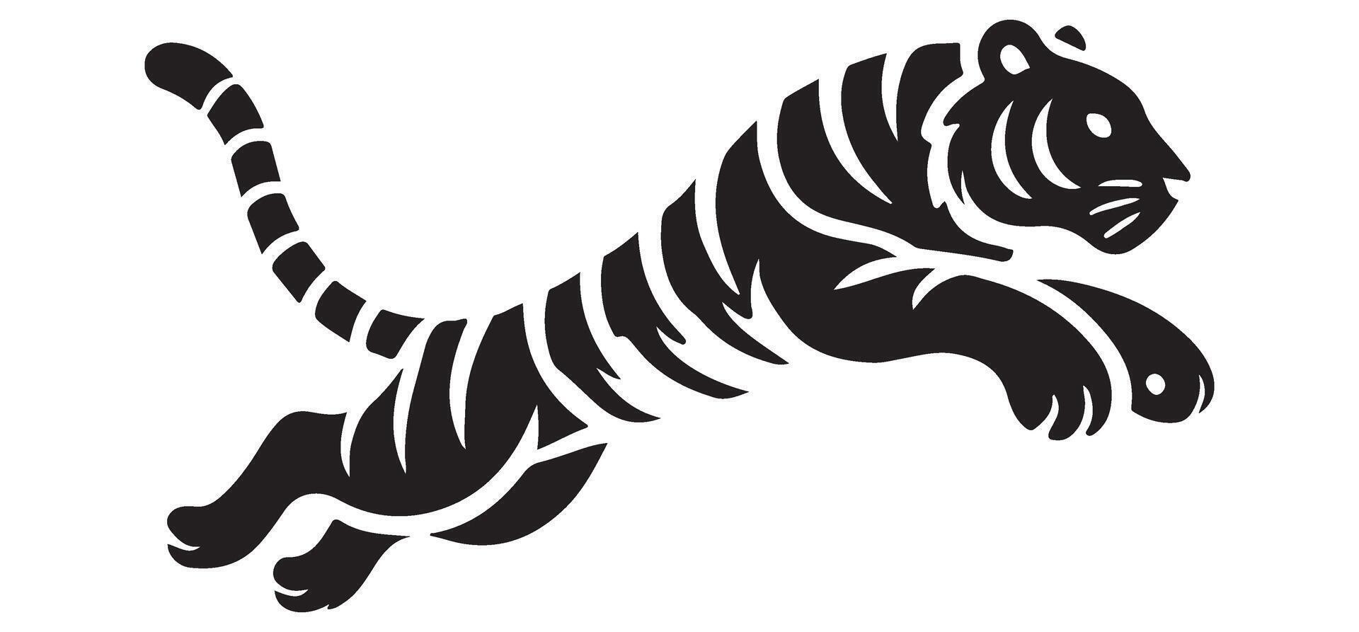 Leaping Tiger Silhouette Graphic Design Element Image vector