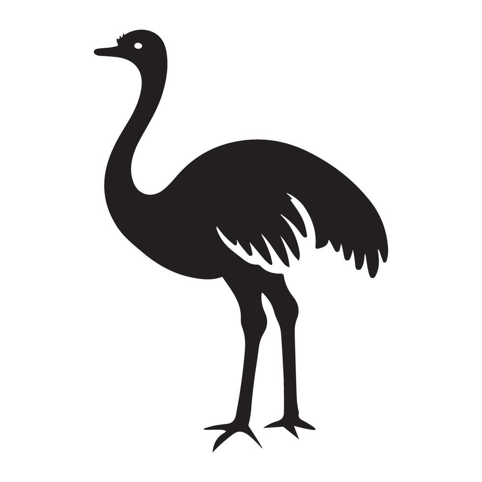Standing Ostrich Silhouette Art Illustration for Bird Design vector