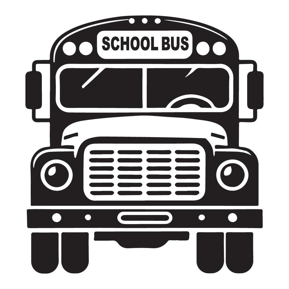 Classic School Bus Silhouette Transportation Illustration Art vector