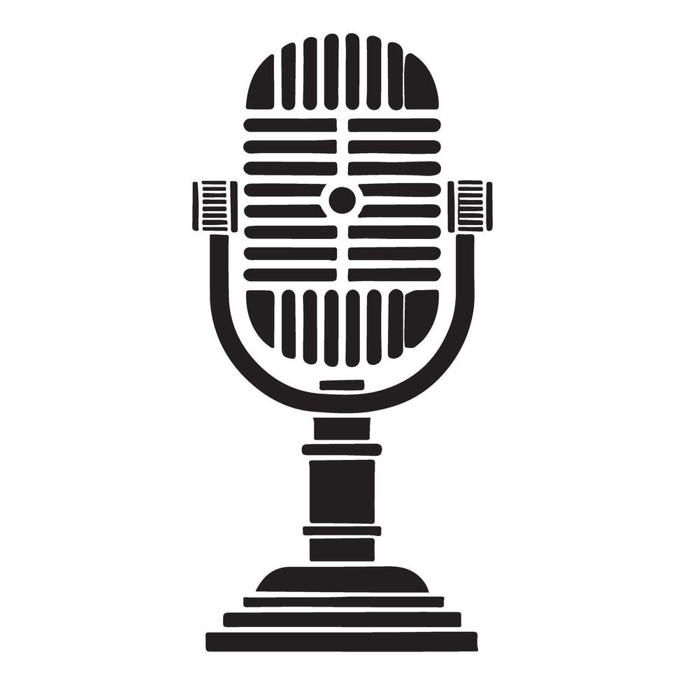 Vintage Microphone Silhouette Illustration Old Fashioned Sound Graphic vector