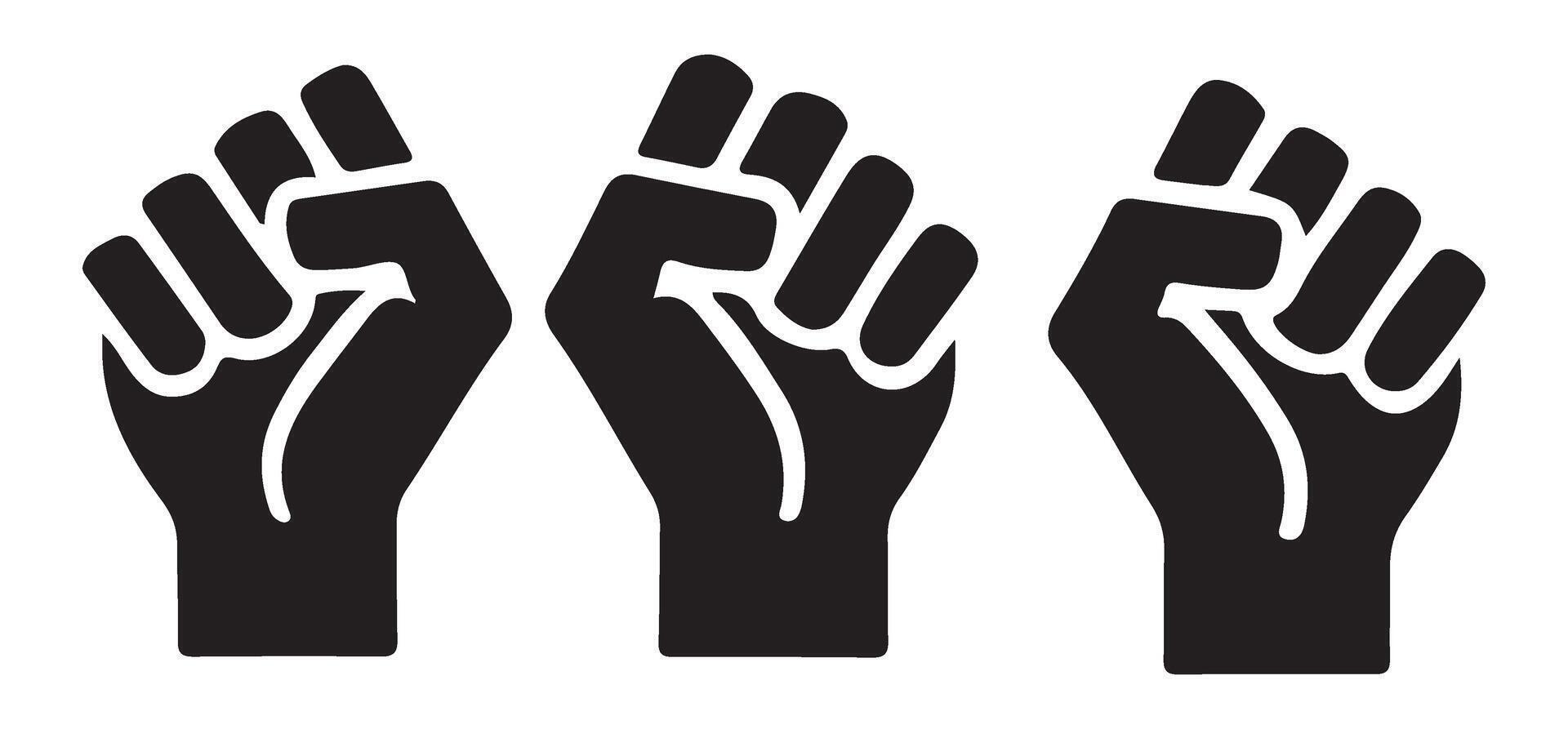 Raised Fists Silhouette Art for Power and Solidarity Concept vector