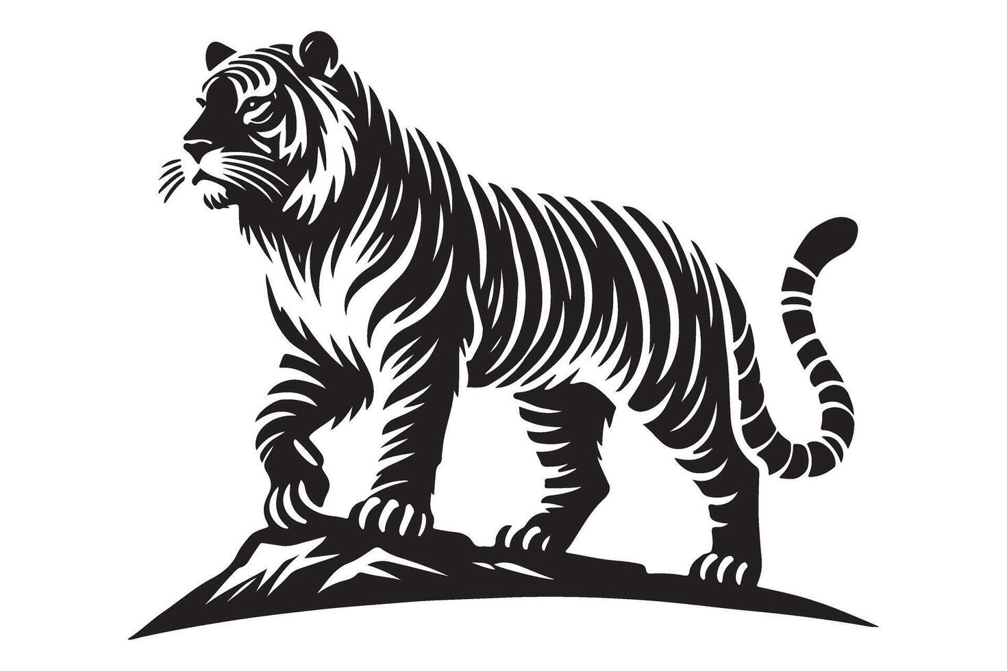 Majestic Tiger Silhouette Illustration for Wildlife and Conservation vector