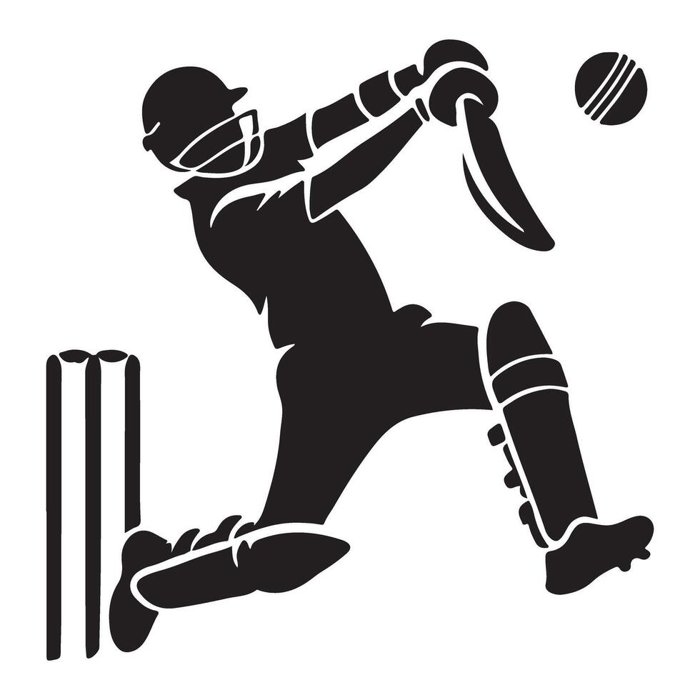 Silhouette of Cricket Batsman Illustration for Sports Concept vector