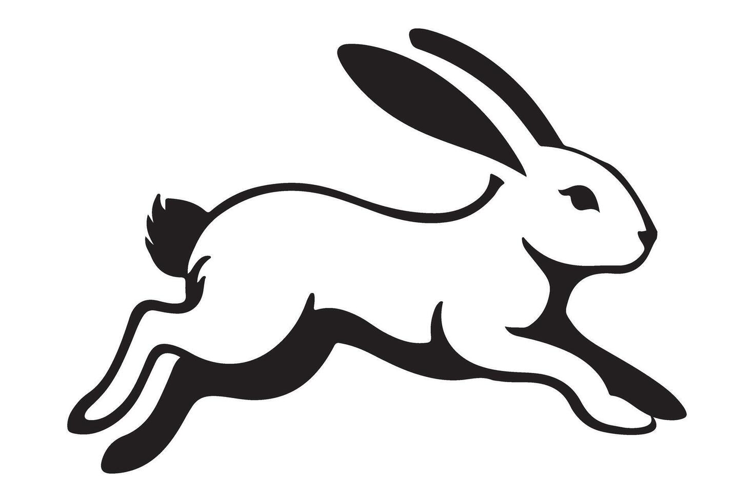 Realistic rabbit running front view drawing illustration graphic vector