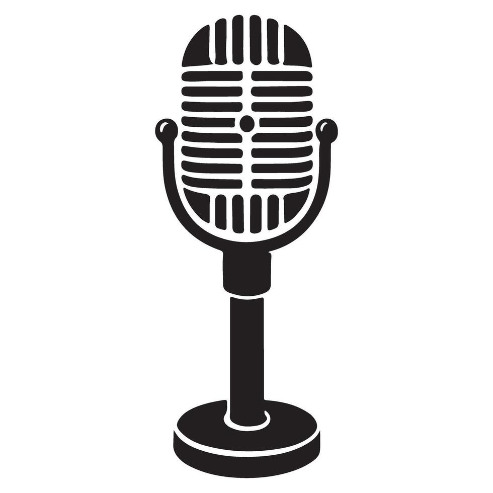 Vintage Microphone Silhouette Illustration for Retro Sound Design vector
