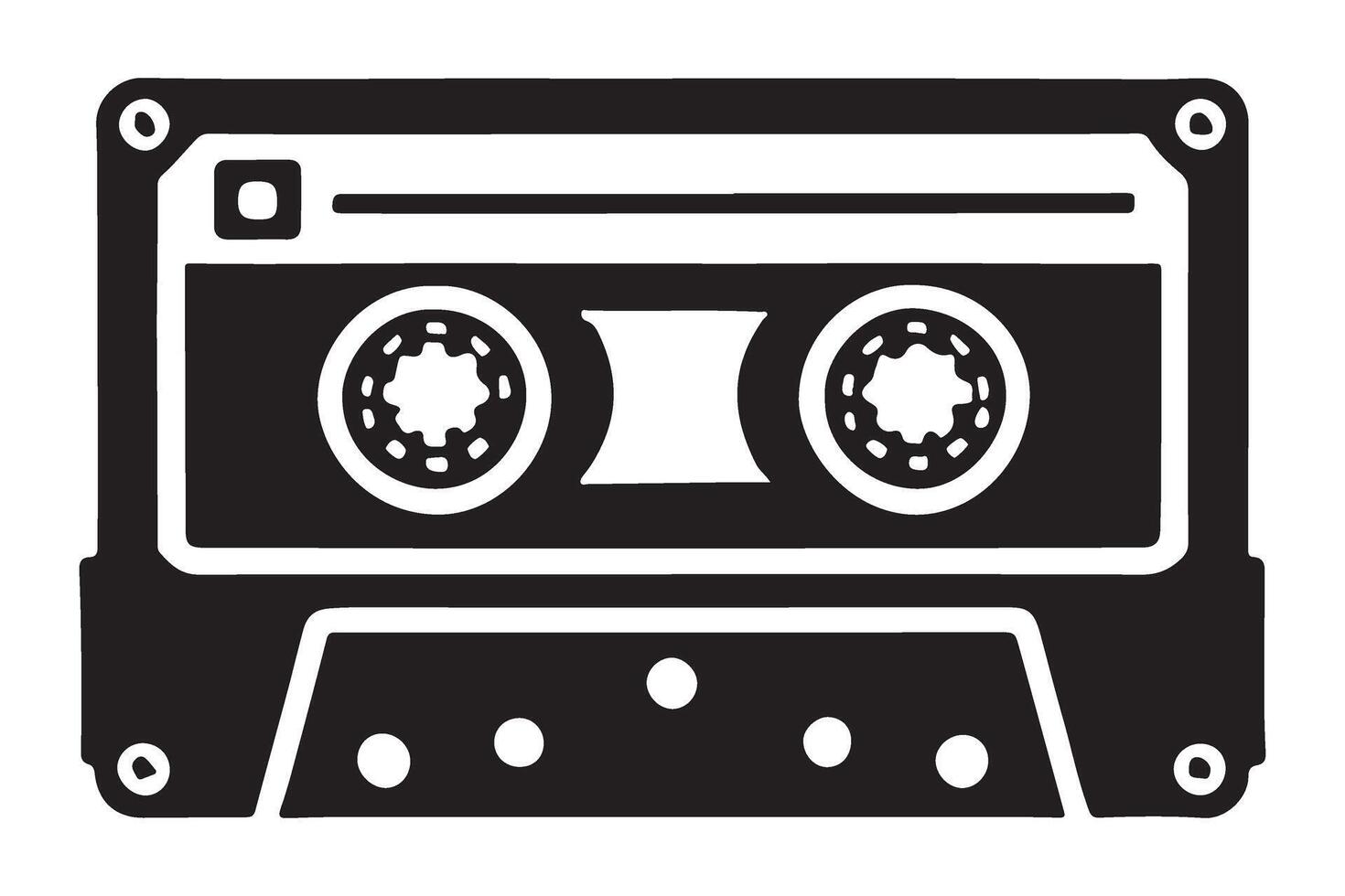 Audio Cassette Tape Silhouette Design for Music Retro vector