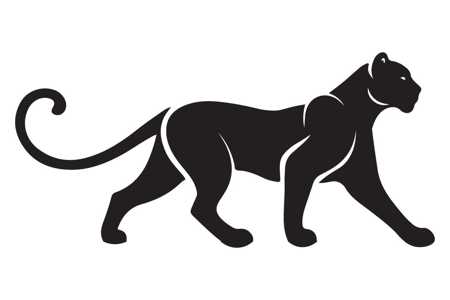 Black Panther Silhouette Art Illustration Elegant Predator vector