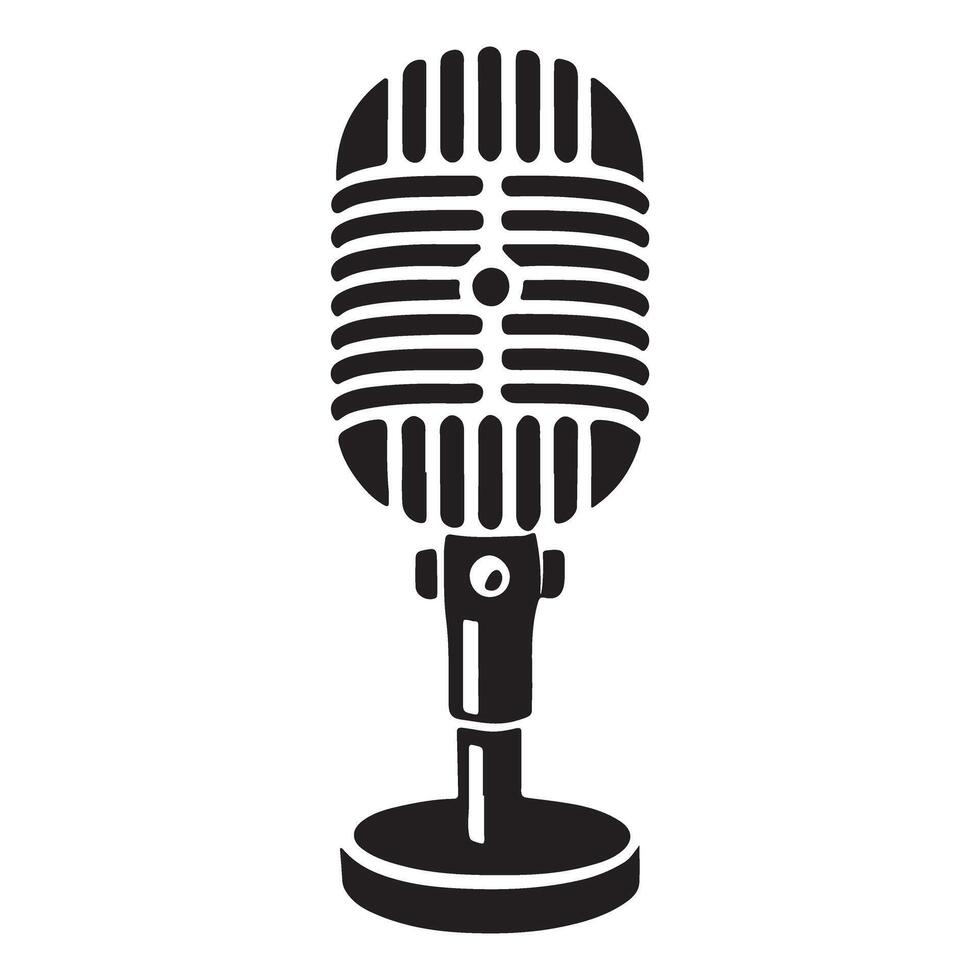 Retro Style Radio Microphone Graphic Podcast Recording Audio vector