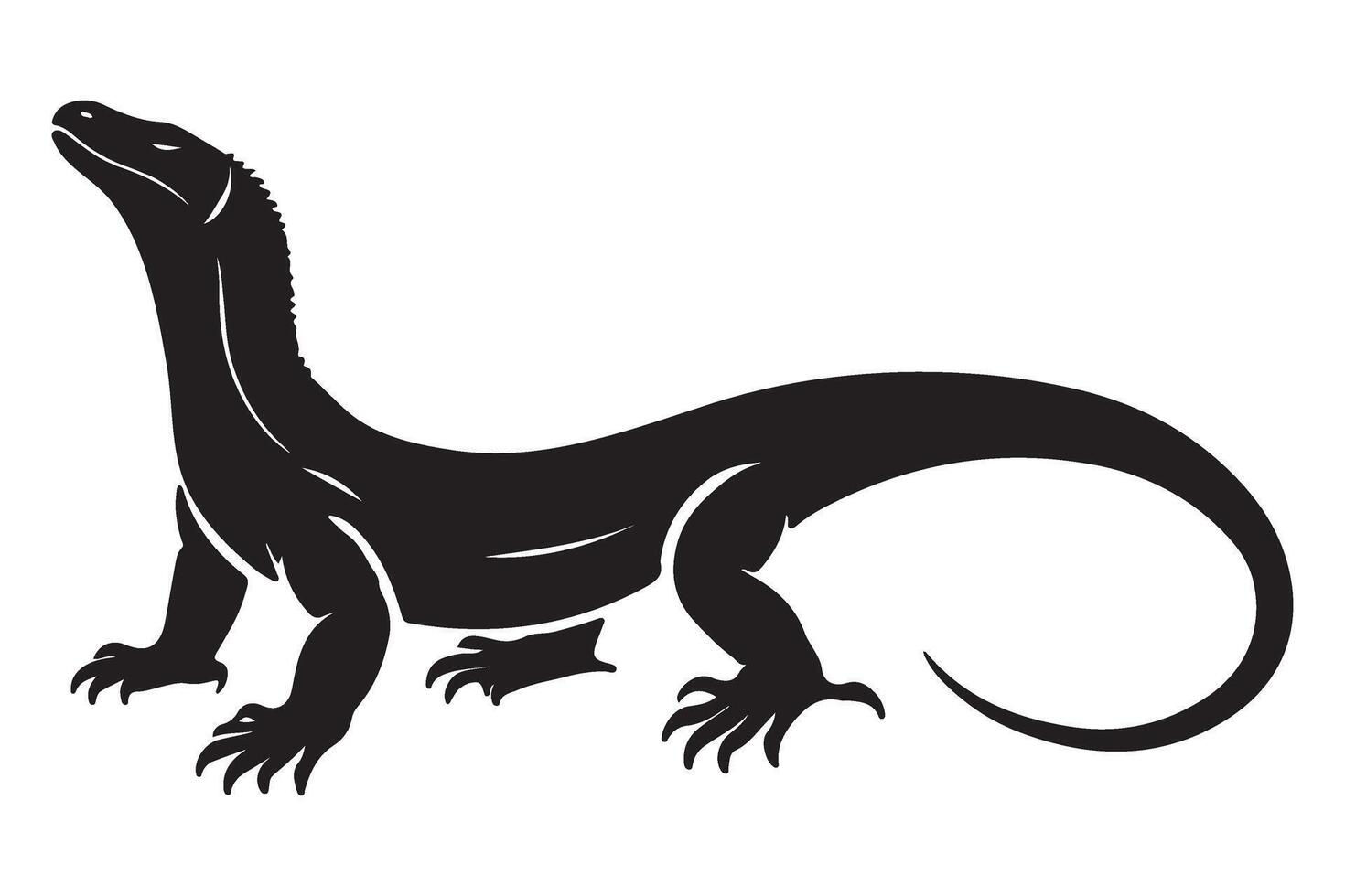 Komodo Dragon Silhouette Illustration Reptile Wildlife Graphic Design vector