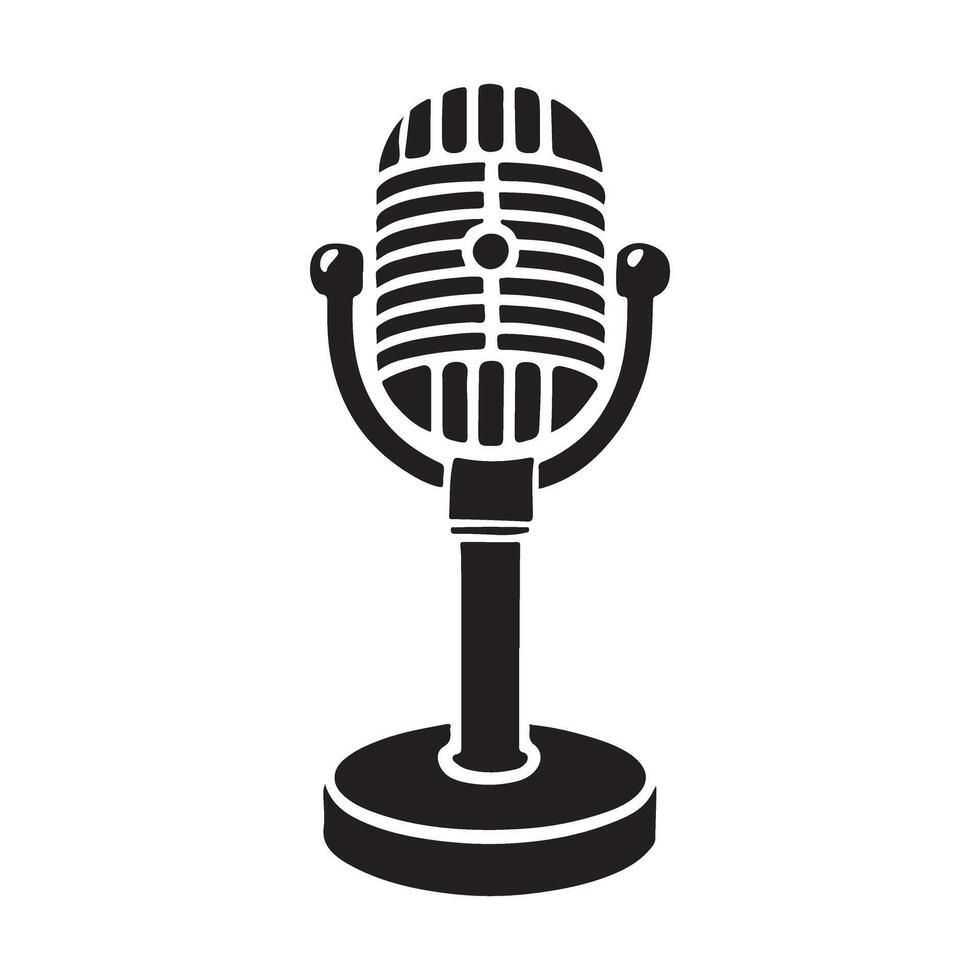 Retro Microphone Silhouette Illustration for Music Audio Projects vector
