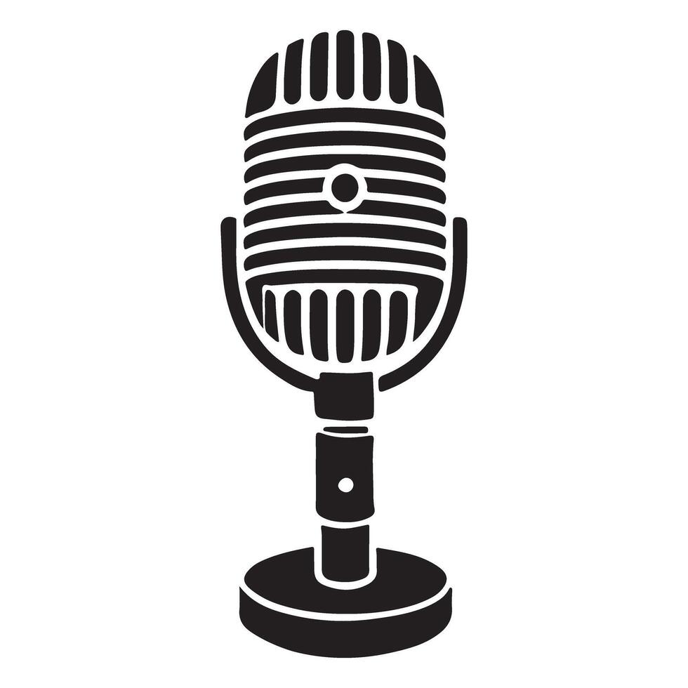 Vintage Microphone Silhouette Illustration for Audio Recording vector