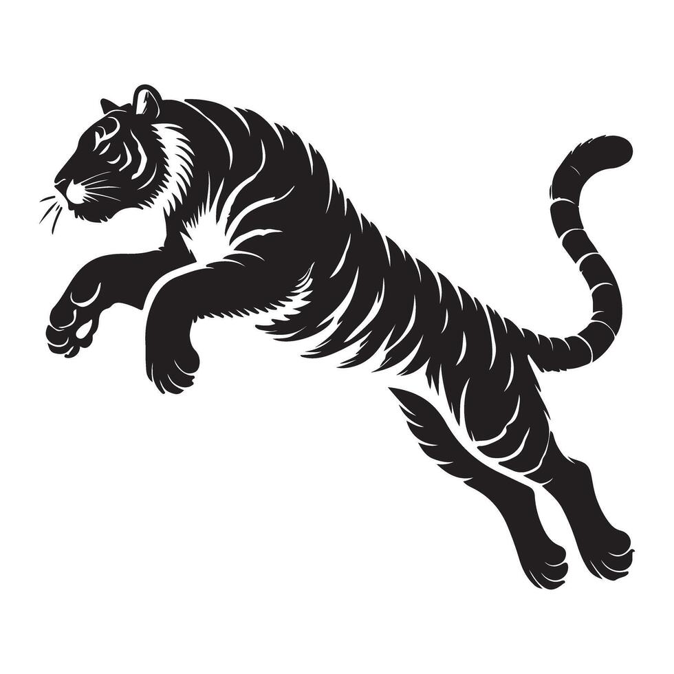 Tiger Silhouette Illustration Striking Feline Predator vector