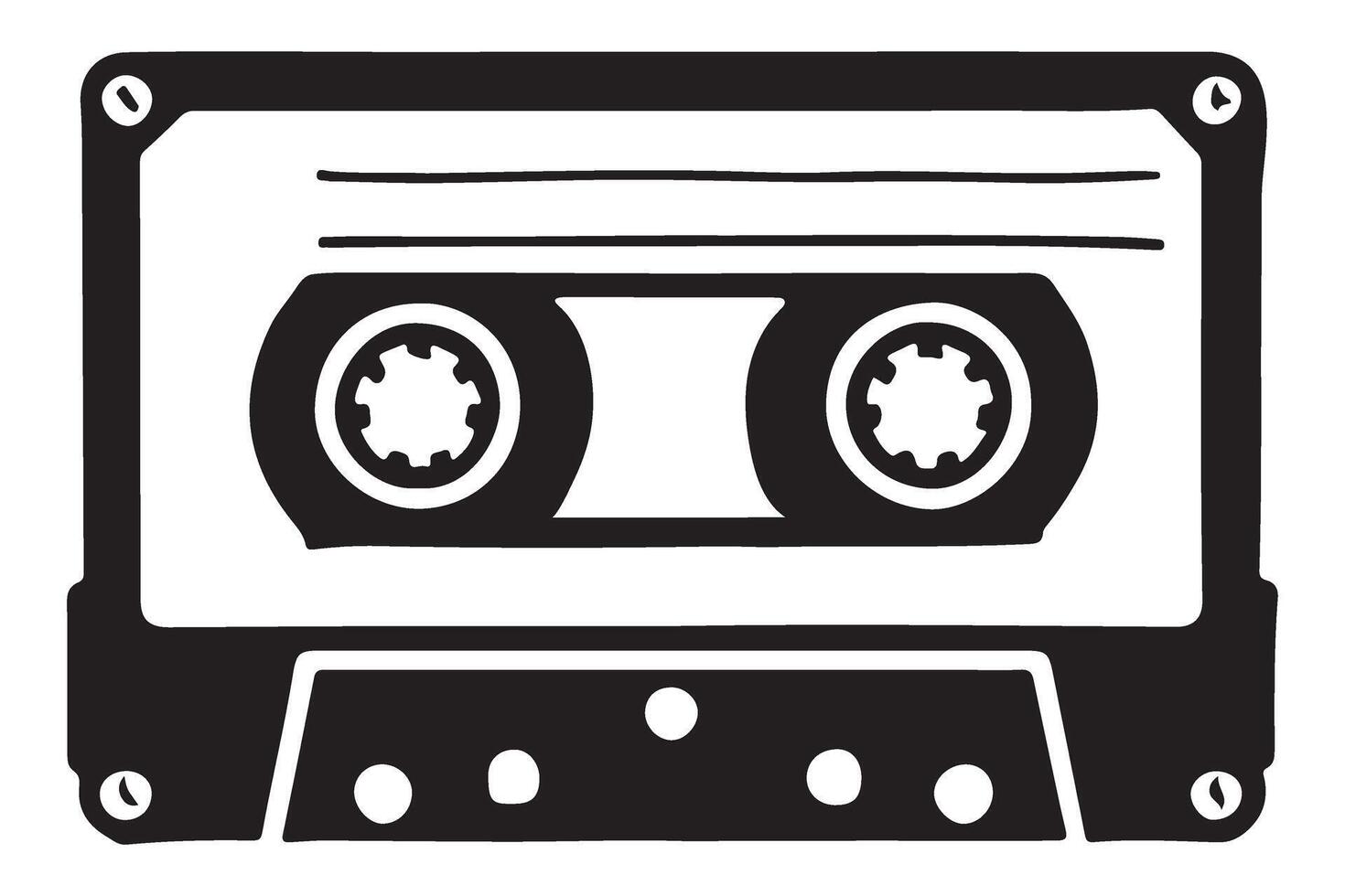 Cassette Tape Silhouette Illustration Retro Music Storage vector