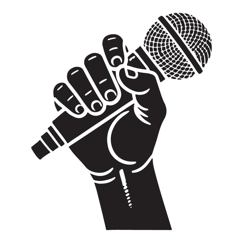 Hand Holding a Microphone Illustration Graphic Design Download vector