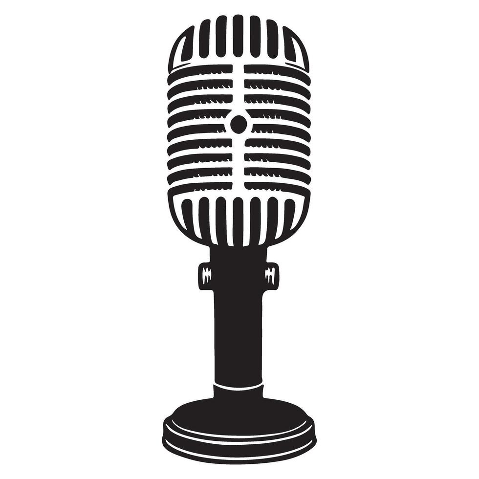 Retro Microphone Illustration Graphic Design Recording Vintage Mic vector