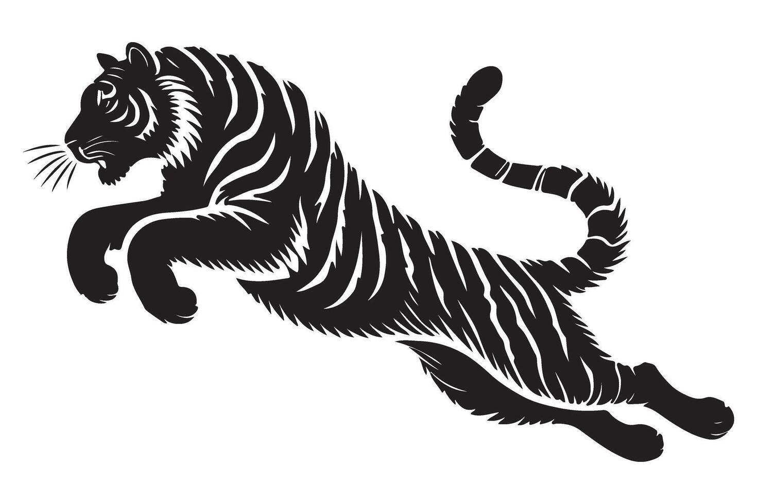 Jumping Tiger Silhouette Illustration Agile Graphic Design Symbol vector
