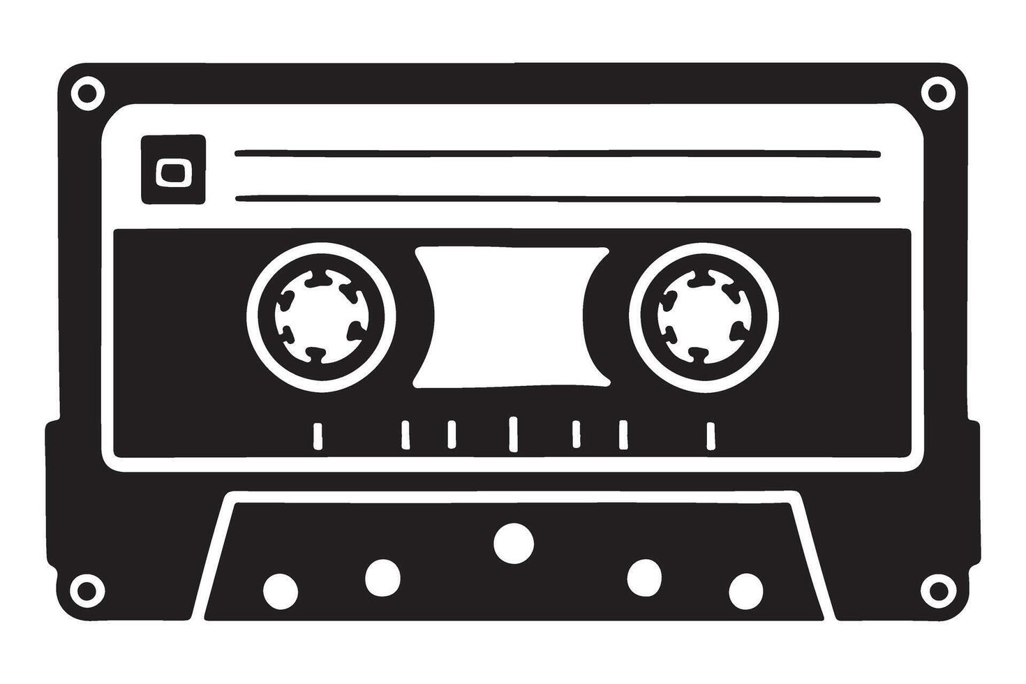 Cassette Tape Silhouette Illustration Retro Style Graphic Design vector