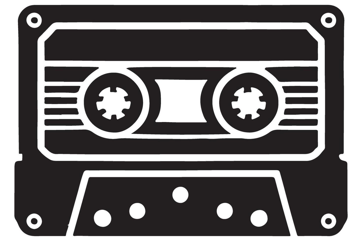 Audio cassette silhouette illustration for retro music designs vector