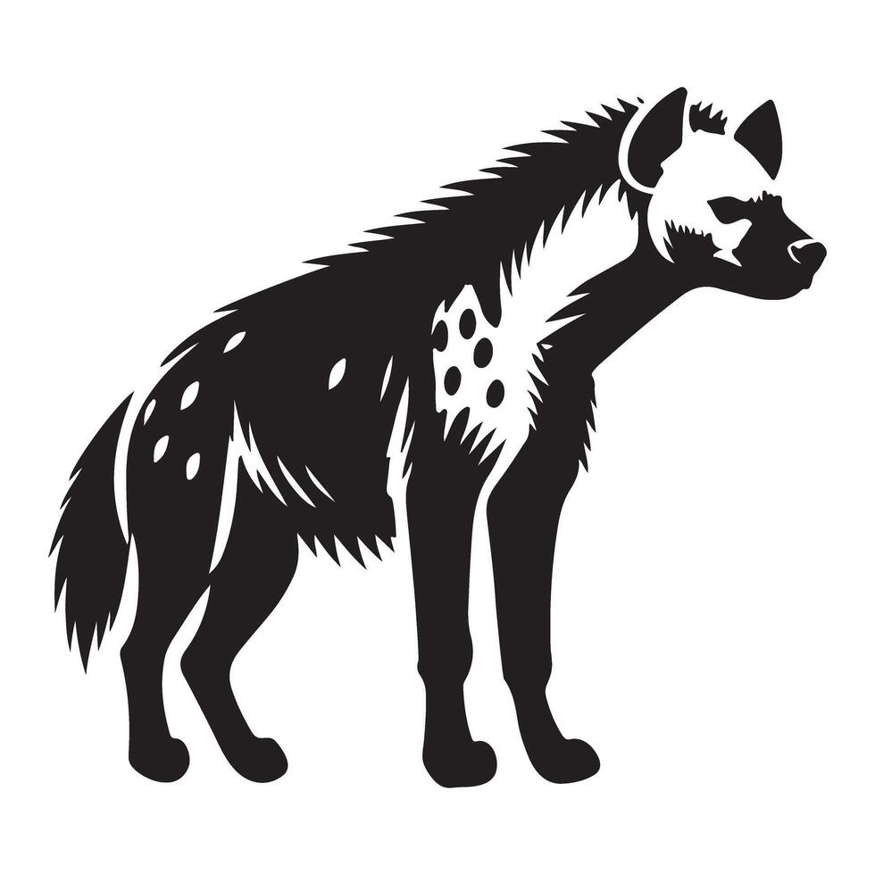 Silhouette of a spotted hyena standing calmly for educational designs vector